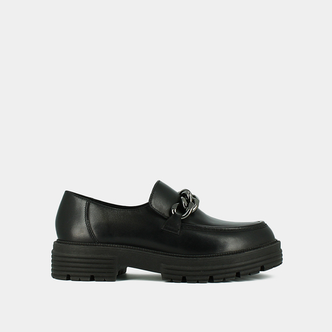 Mocassins &agrave; chaines et semelles crant&eacute;es... noir