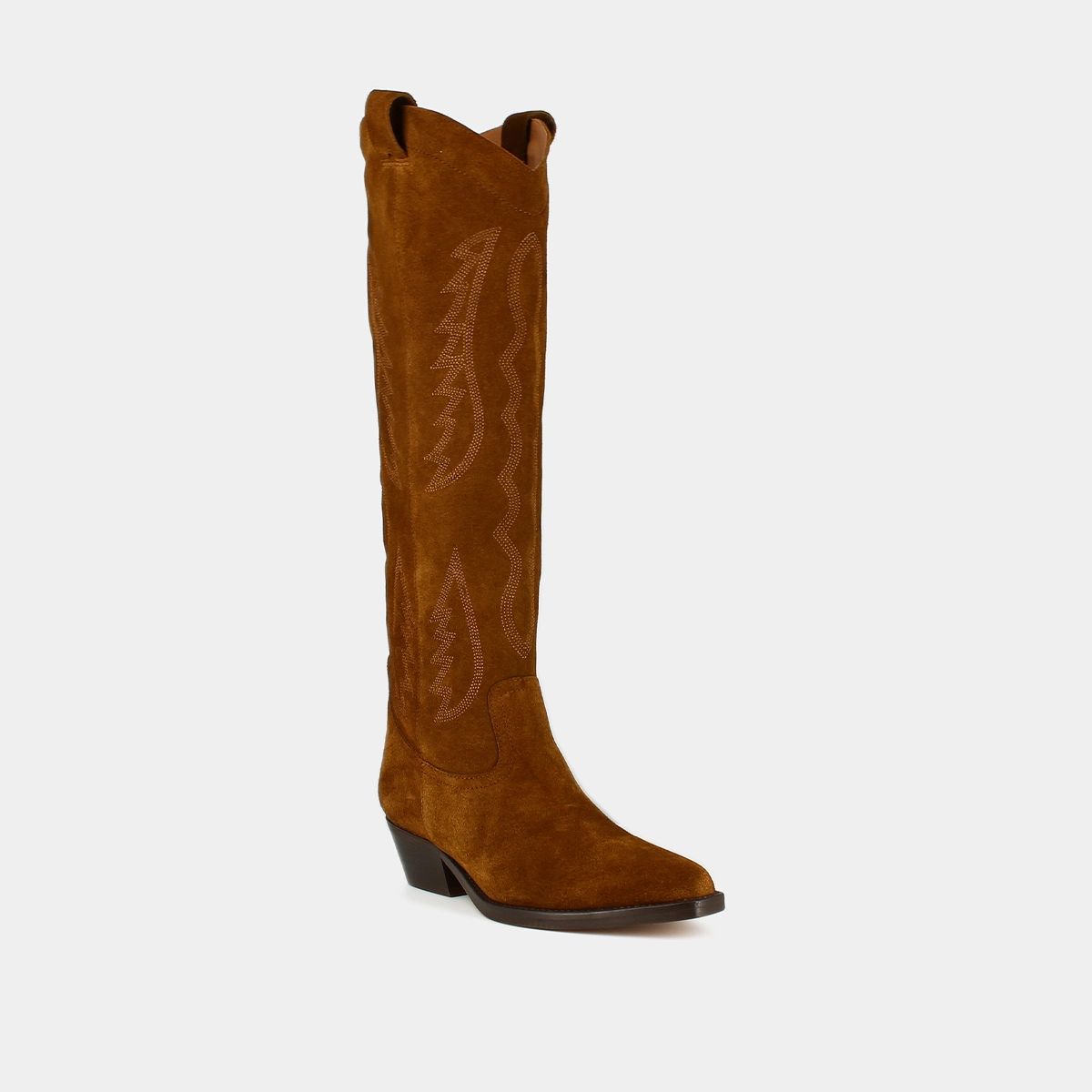 Bottes hautes à bouts pointus en croute cognac | DORILLA | Jonak