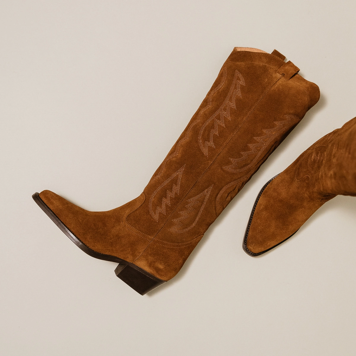 Bottes hautes à bouts pointus en croute cognac | DORILLA | Jonak