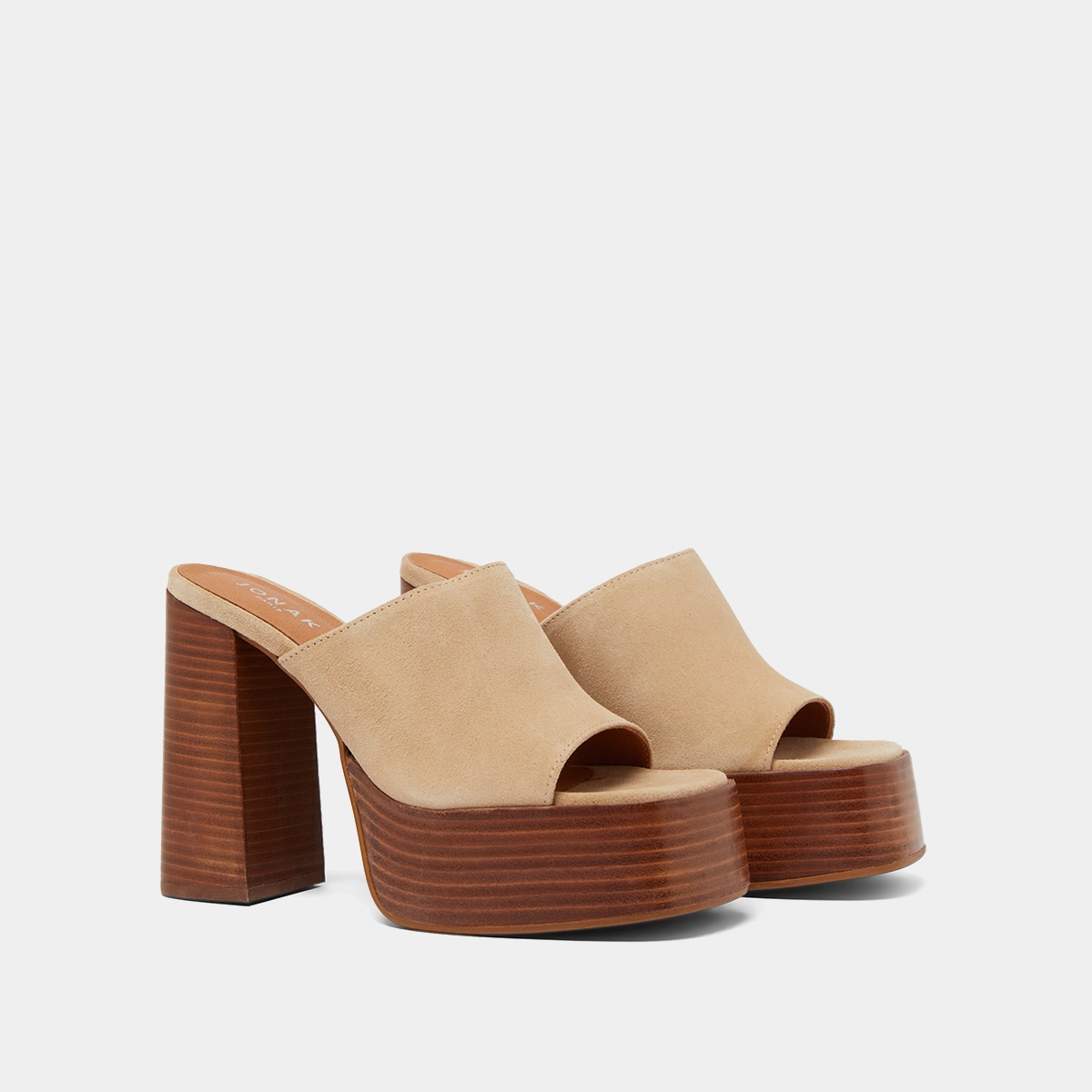 Mules à talons et bouts ouverts en croûte beige | BEATRICE | Jonak