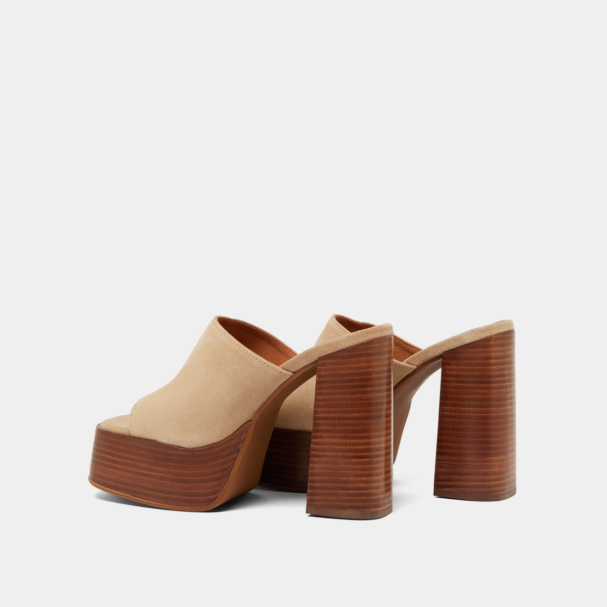 Mules à talons et bouts ouverts en croûte beige | BEATRICE | Jonak
