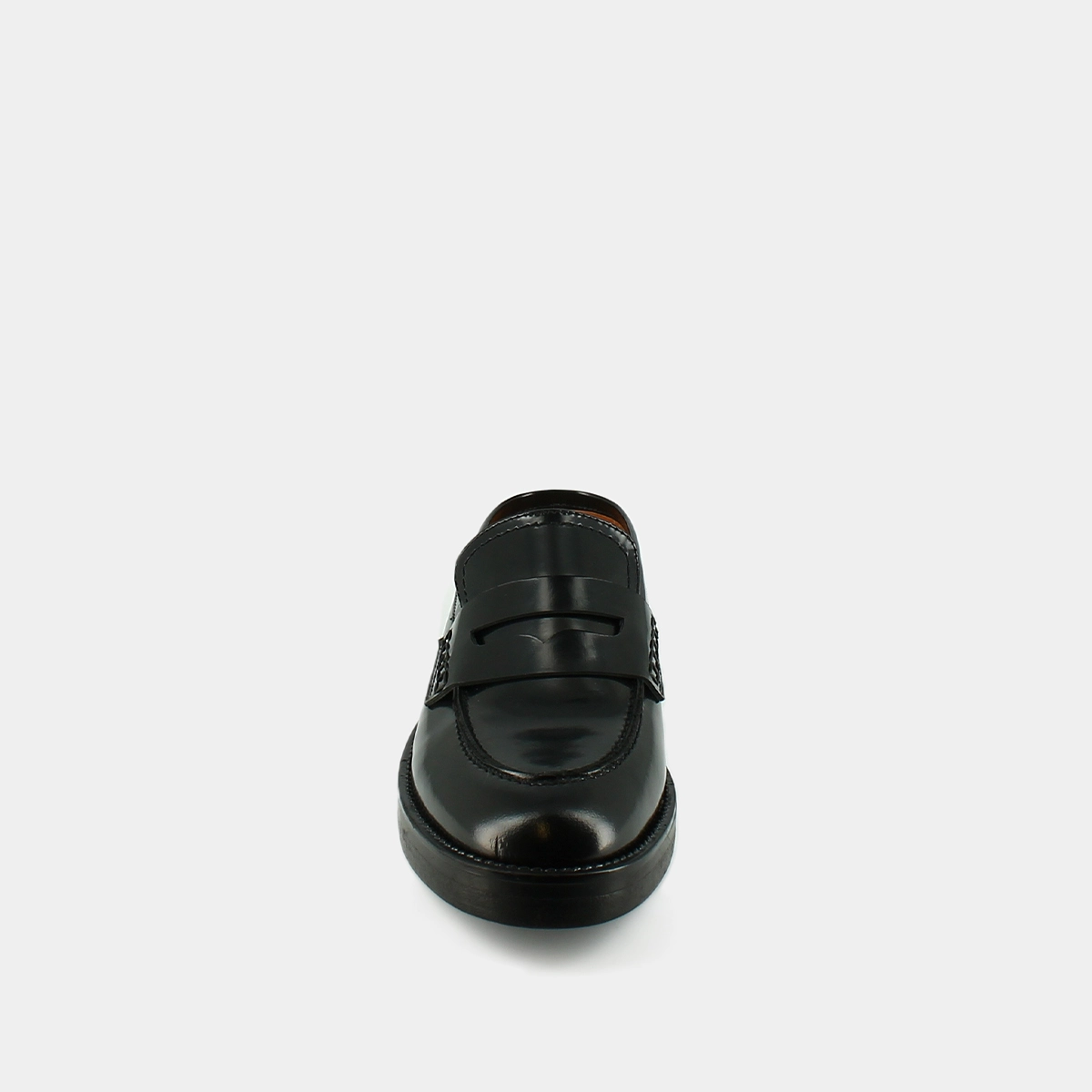 Mocassins à bouts ronds et surpiqûres en cuir glacé noir | ALISE | Jonak