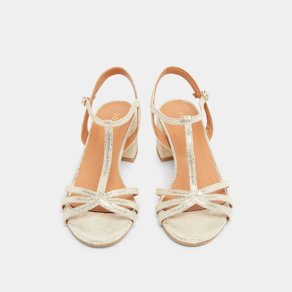 Sandales à talons et bouts ouverts en velours laminé platine | ADELIA | Jonak
