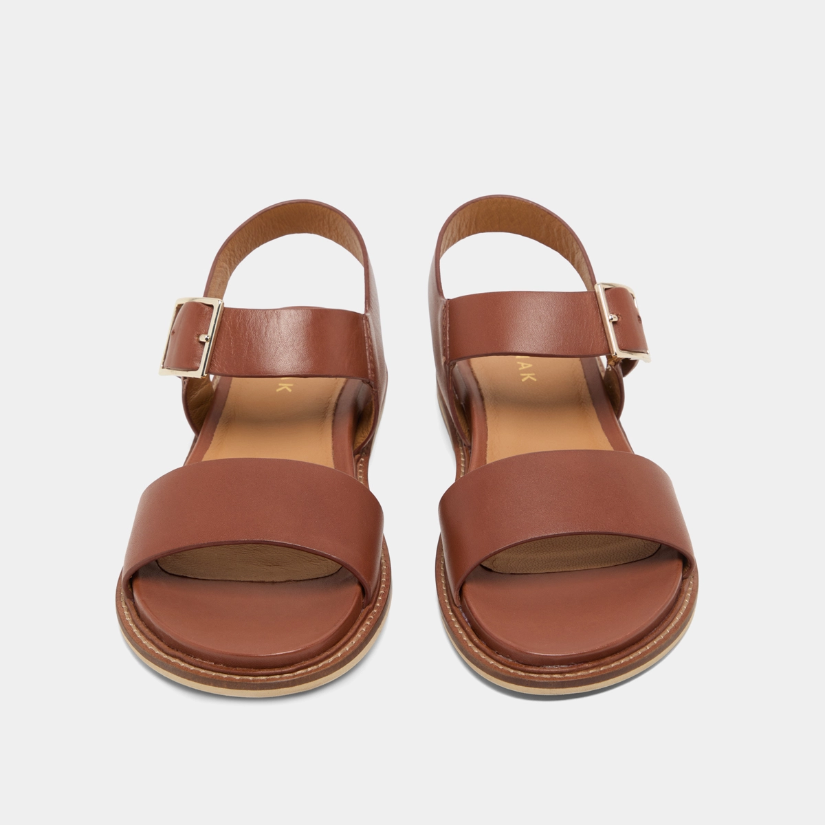 Sandales à brides et bouts ouverts en cuir cognac | ACCO | Jonak