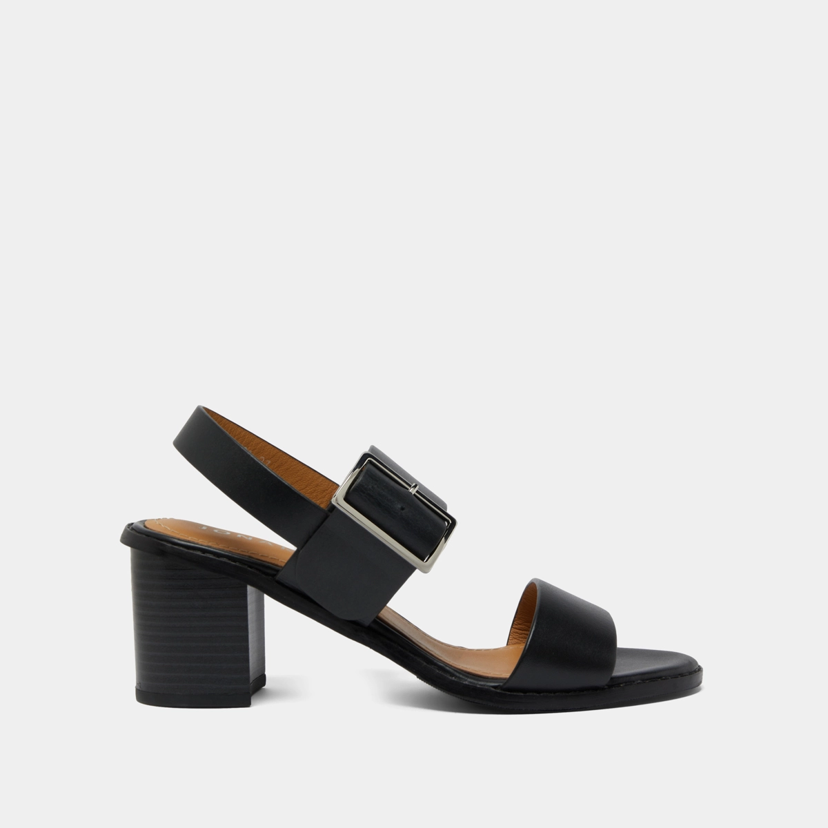 Sandales à talons et brides en cuir noir | ACRE | Jonak