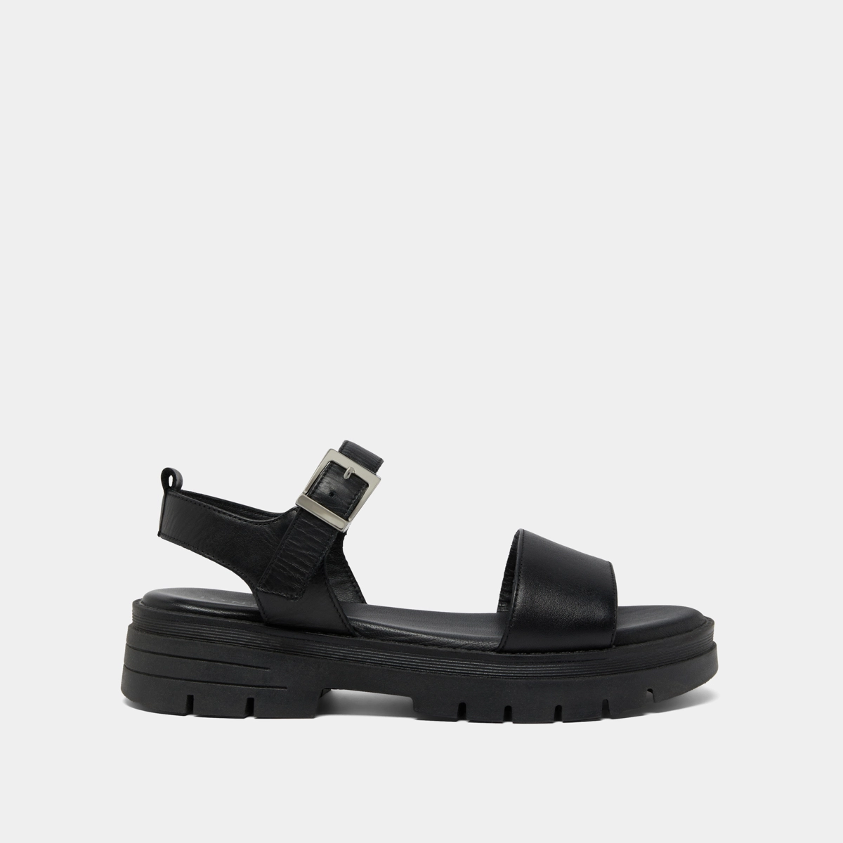 Sandales à semelles crantées et brides en cuir noir | ASK | Jonak