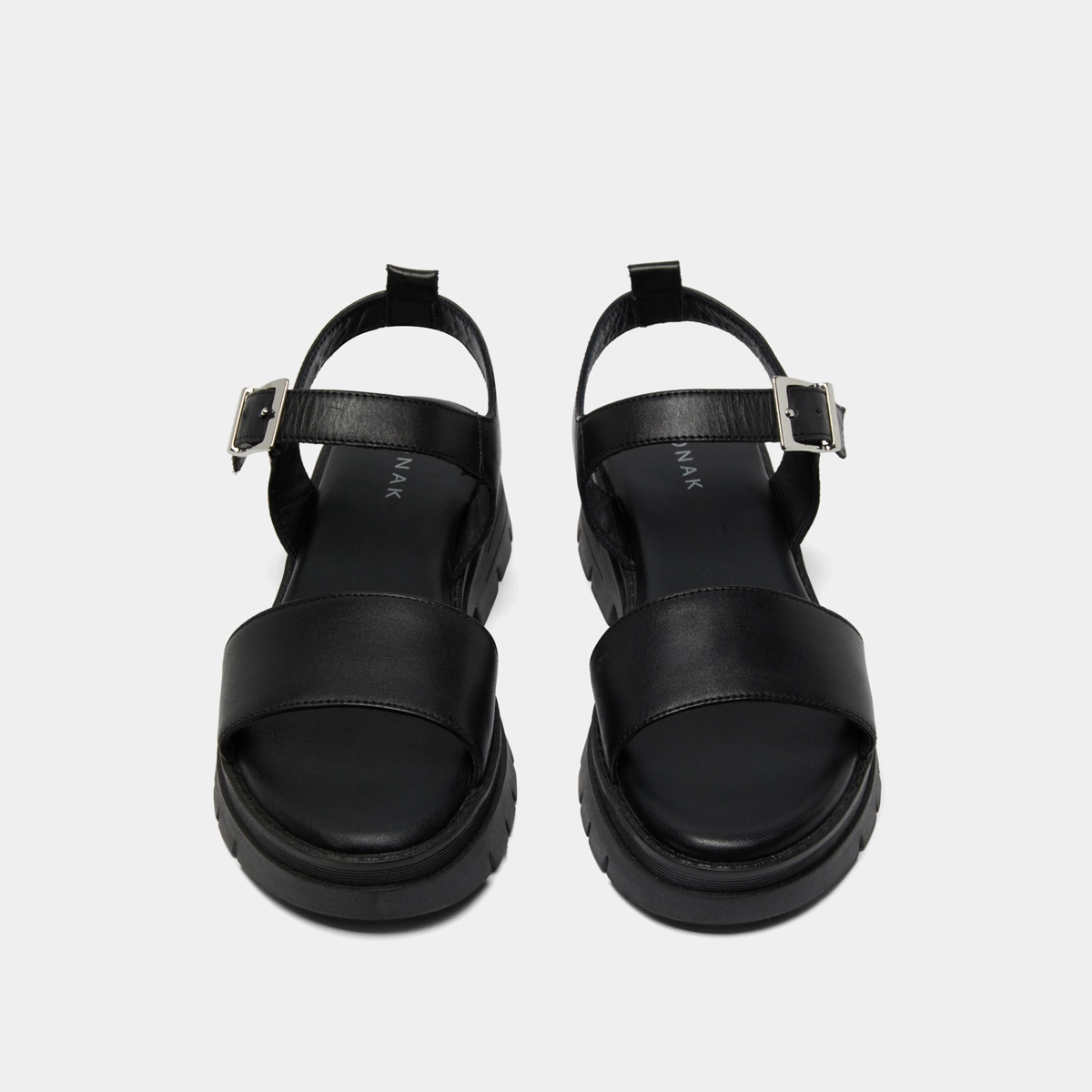 Sandales à semelles crantées et brides en cuir noir | ASK | Jonak