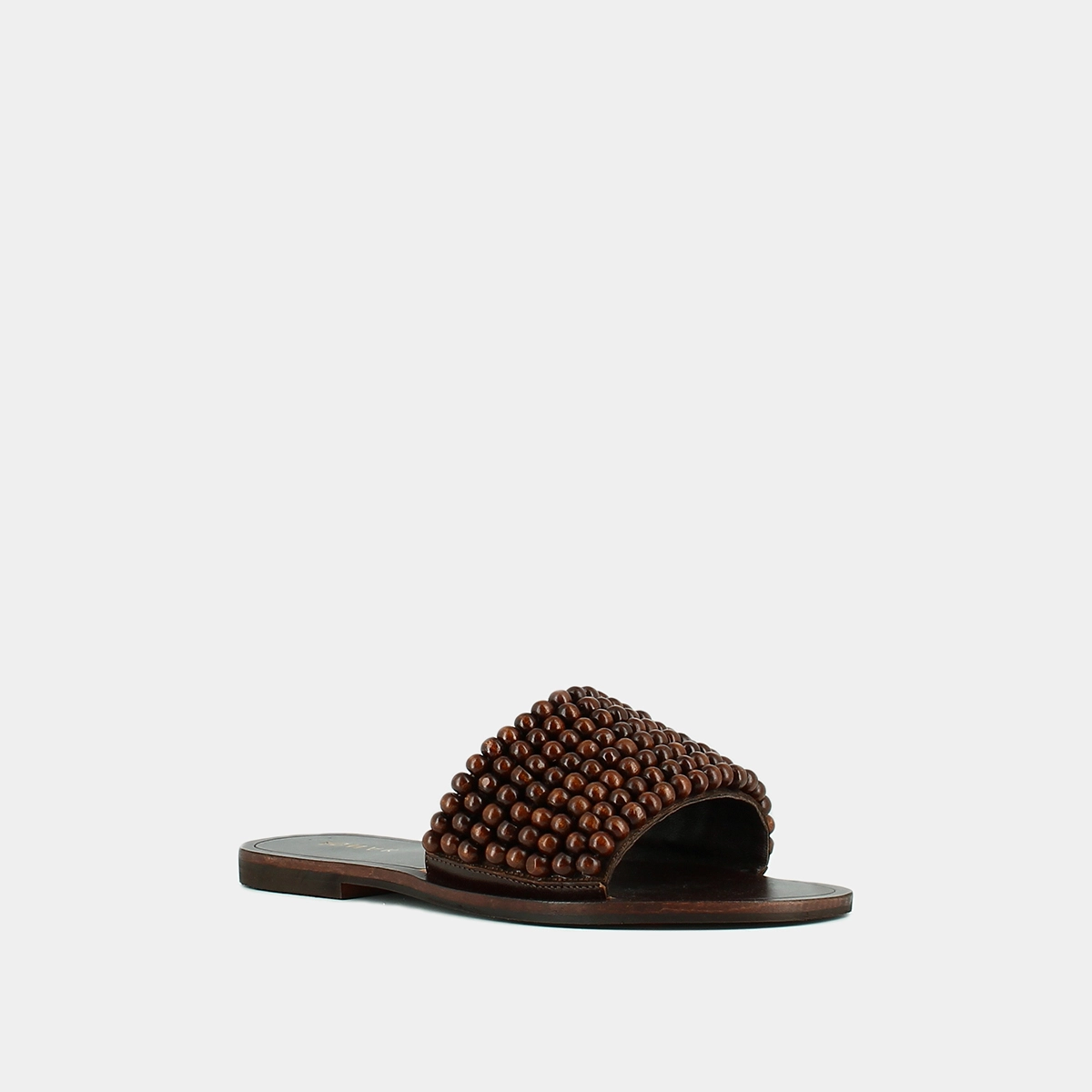 Mules à perles en cuir marron | WALK | Jonak
