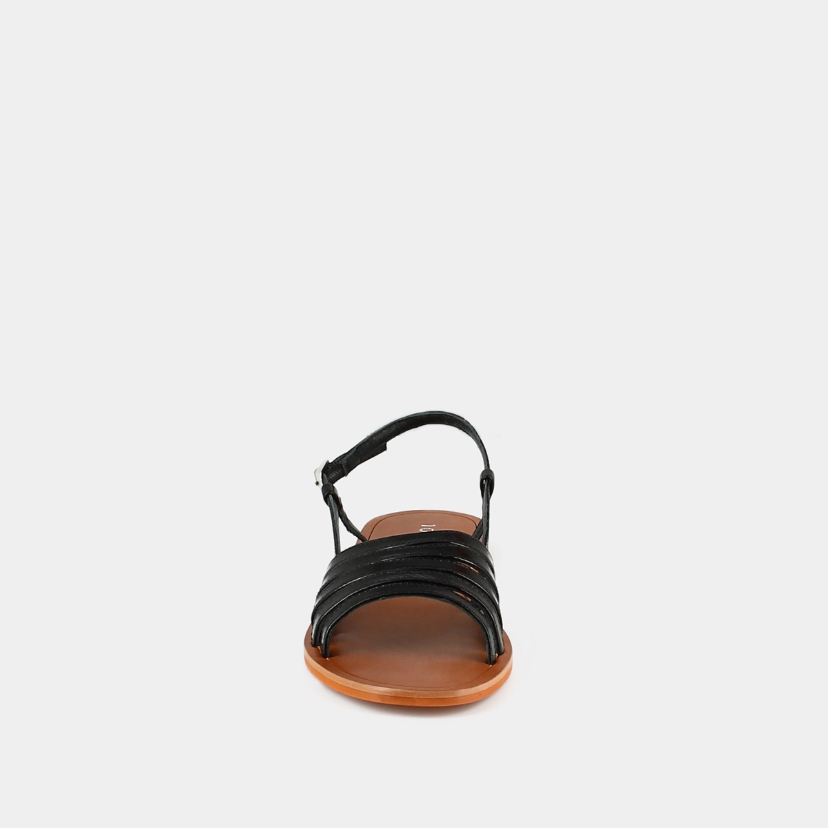 Sandales à brides et bouts ouverts en vernis noir | WROOM | Jonak