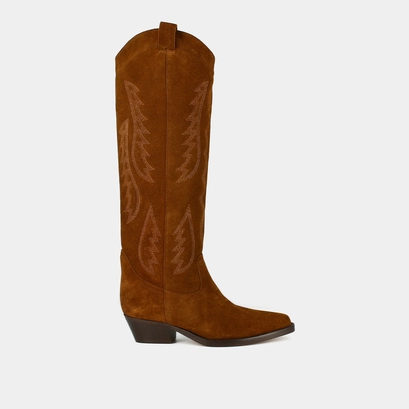 Bottes hautes à bouts pointus en croute cognac | DORILLA | Jonak