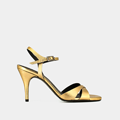 Sandales à talons et bouts ronds en cuir metallisé or | BLANDINE | Jonak