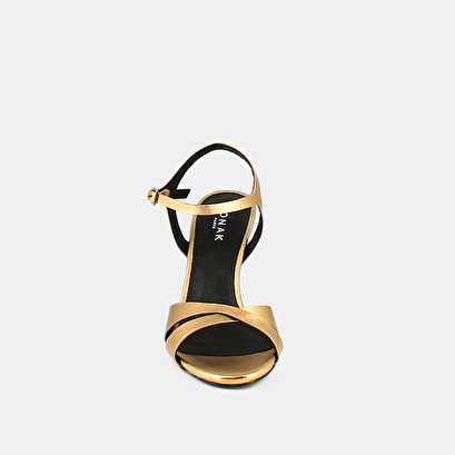 Sandales à talons et bouts ronds en cuir metallisé or | BLANDINE | Jonak