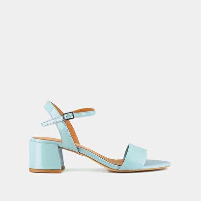 Sandales à talons et bouts ronds en vernis turquoise | ANKER | Jonak