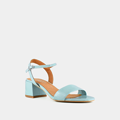 Sandales à talons et bouts ronds en vernis turquoise | ANKER | Jonak