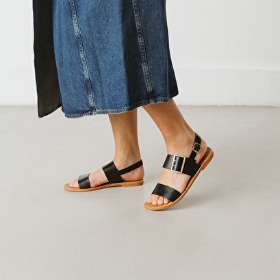 Sandales à boucles en cuir noir | WENDEL | Jonak