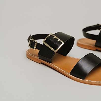 Sandales à boucles en cuir noir | WENDEL | Jonak
