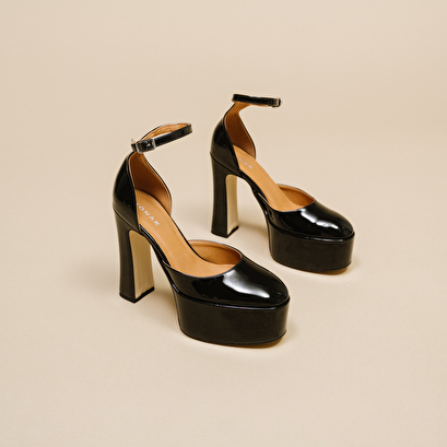 Babies à talons et plateformes en vernis noir | JENNY | Jonak