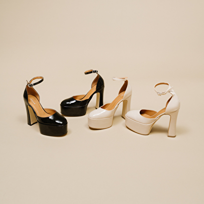 Babies à talons et plateformes en vernis noir | JENNY | Jonak