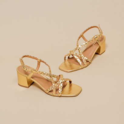 Sandales à brides croisées en cuir métallisé or | VALI | Jonak