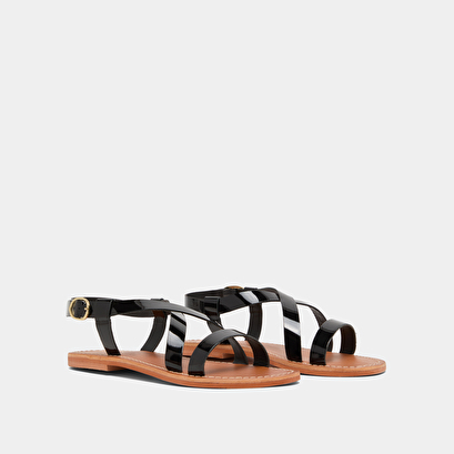 Sandales à brides croisées en vernis noir | WIAM | Jonak