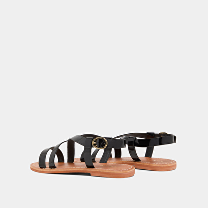 Sandales à brides croisées en vernis noir | WIAM | Jonak