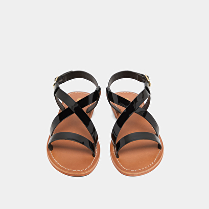 Sandales à brides croisées en vernis noir | WIAM | Jonak