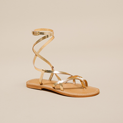 Sandales à brides en cuir metallisé or | WOULLY | Jonak
