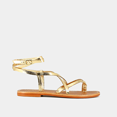Sandales à brides en cuir metallisé or | WOULLY | Jonak