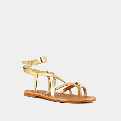 Sandales à brides en cuir metallisé or | WOULLY | Jonak