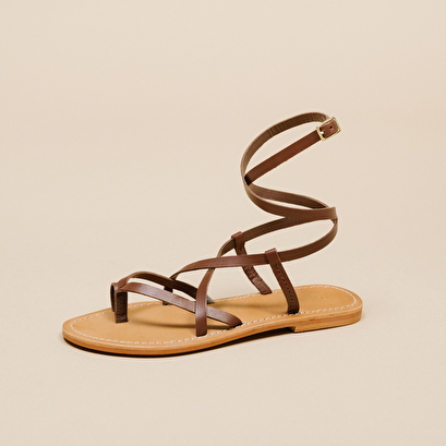 Sandales à brides en cuir marron | WOULLY | Jonak