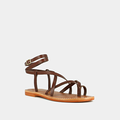 Sandales à brides en cuir marron | WOULLY | Jonak