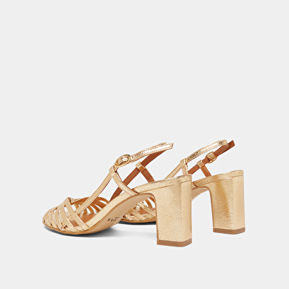 Sandales à bouts carrés et brides en cuir craquelé or | VASSILY | Jonak