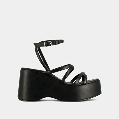 Sandales à brides et à plateformes en cuir noir | NOLWENN | Jonak