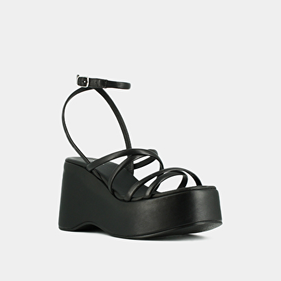 Sandales à brides et à plateformes en cuir noir | NOLWENN | Jonak