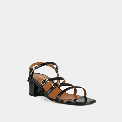 Sandales à talons et brides en cuir verni noir | VALERIANE | Jonak