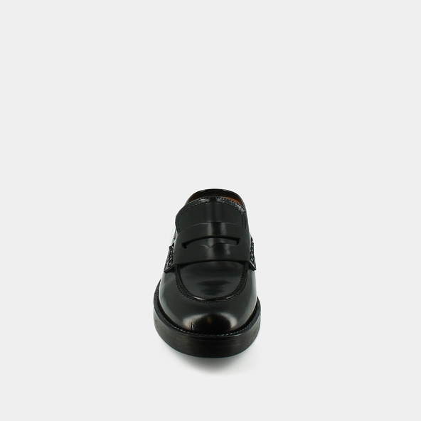 Mocassins à bouts ronds et surpiqûres en cuir glacé noir | ALISE | Jonak