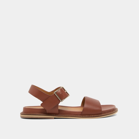 Sandales à brides et bouts ouverts en cuir cognac | ACCO | Jonak