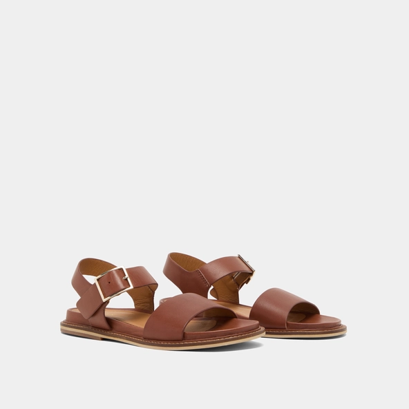 Sandales à brides et bouts ouverts en cuir cognac | ACCO | Jonak