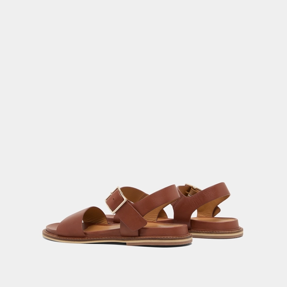 Sandales à brides et bouts ouverts en cuir cognac | ACCO | Jonak