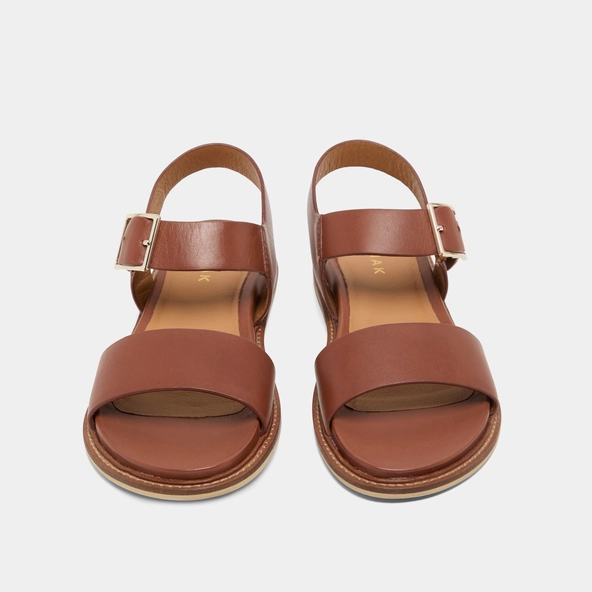 Sandales à brides et bouts ouverts en cuir cognac | ACCO | Jonak