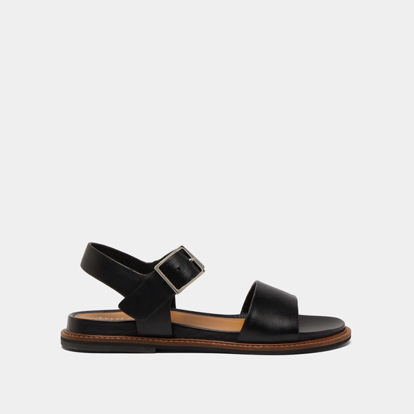 Sandales à brides et bouts ouverts en cuir noir | ACCO | Jonak
