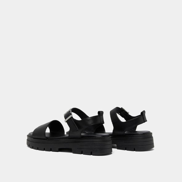 Sandales à semelles crantées et brides en cuir noir | ASK | Jonak