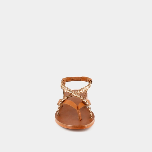 Sandales à brides tressées en cuir camel et or | WARREN | Jonak