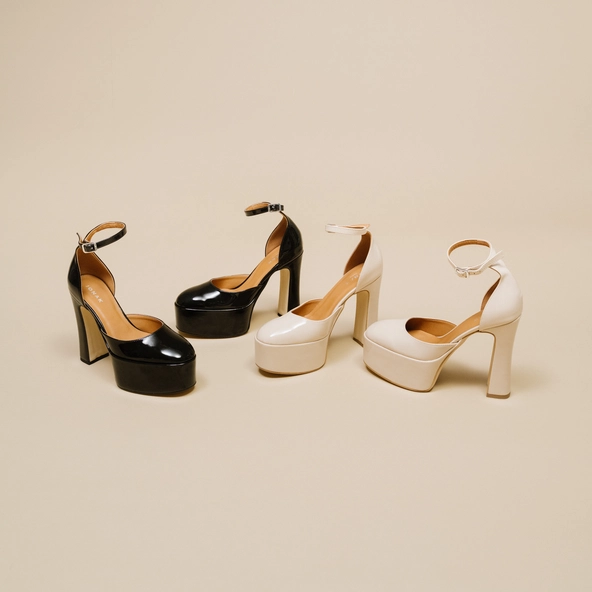 Babies à talons et plateformes en vernis beige | JENNY | Jonak