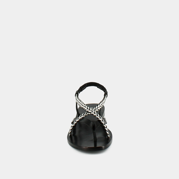 Nu-pieds à brides tressées en cuir noir et argent | WARREN | Jonak