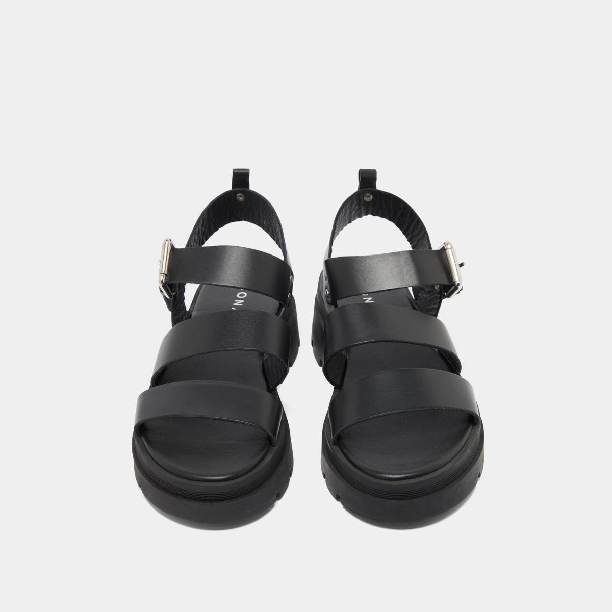 Sandales à plateformes et boucles en cuir noir | PRIAME | Jonak