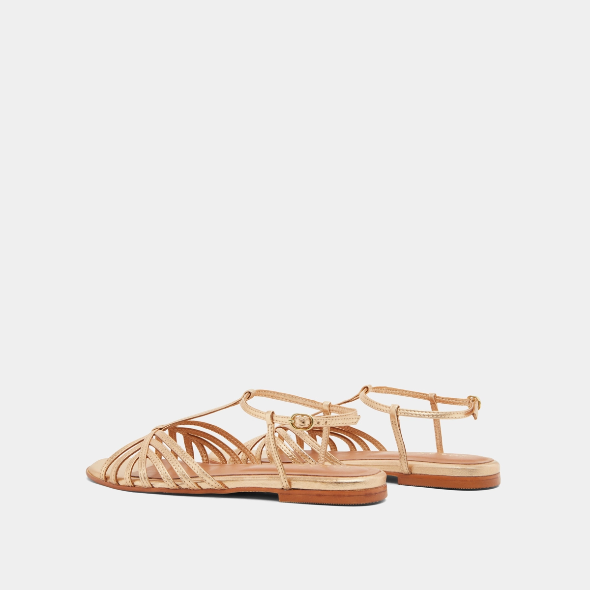Sandales &agrave; brides en cuir m&eacute;tallis&eacute; or | WALLONIE | Jonak