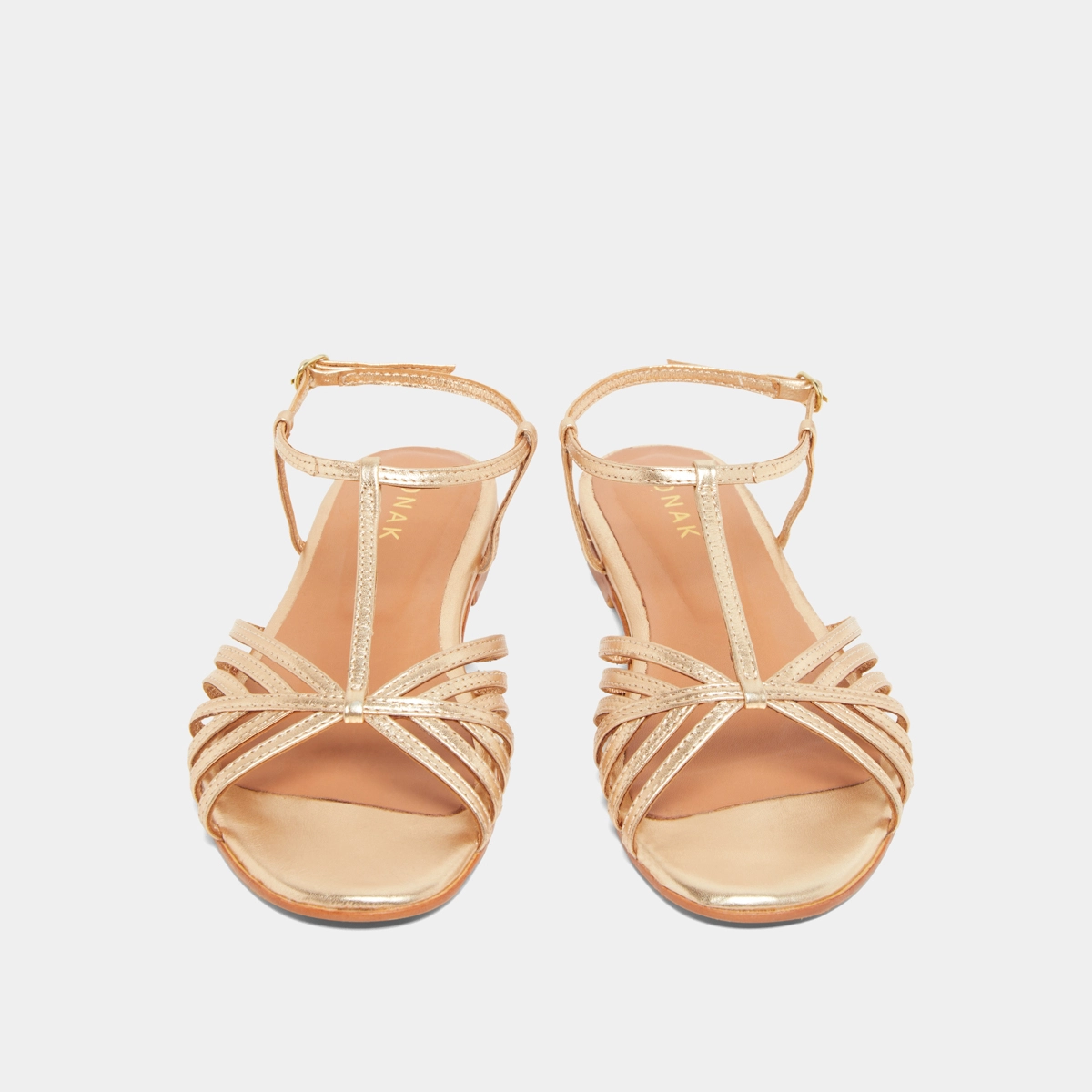 Sandales &agrave; brides en cuir m&eacute;tallis&eacute; or | WALLONIE | Jonak