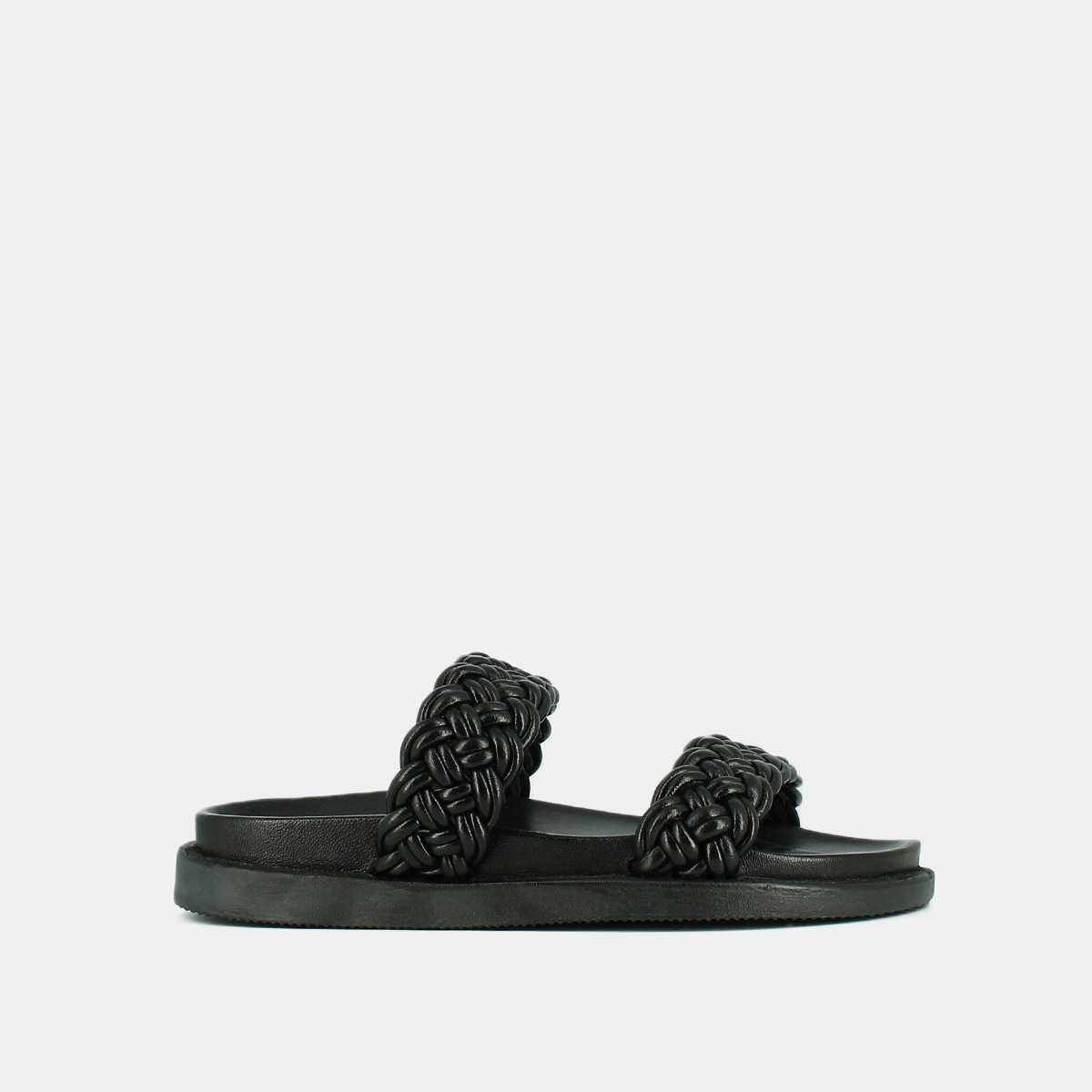 Mules à brides entrelacées en cuir noir | WALTER | Jonak