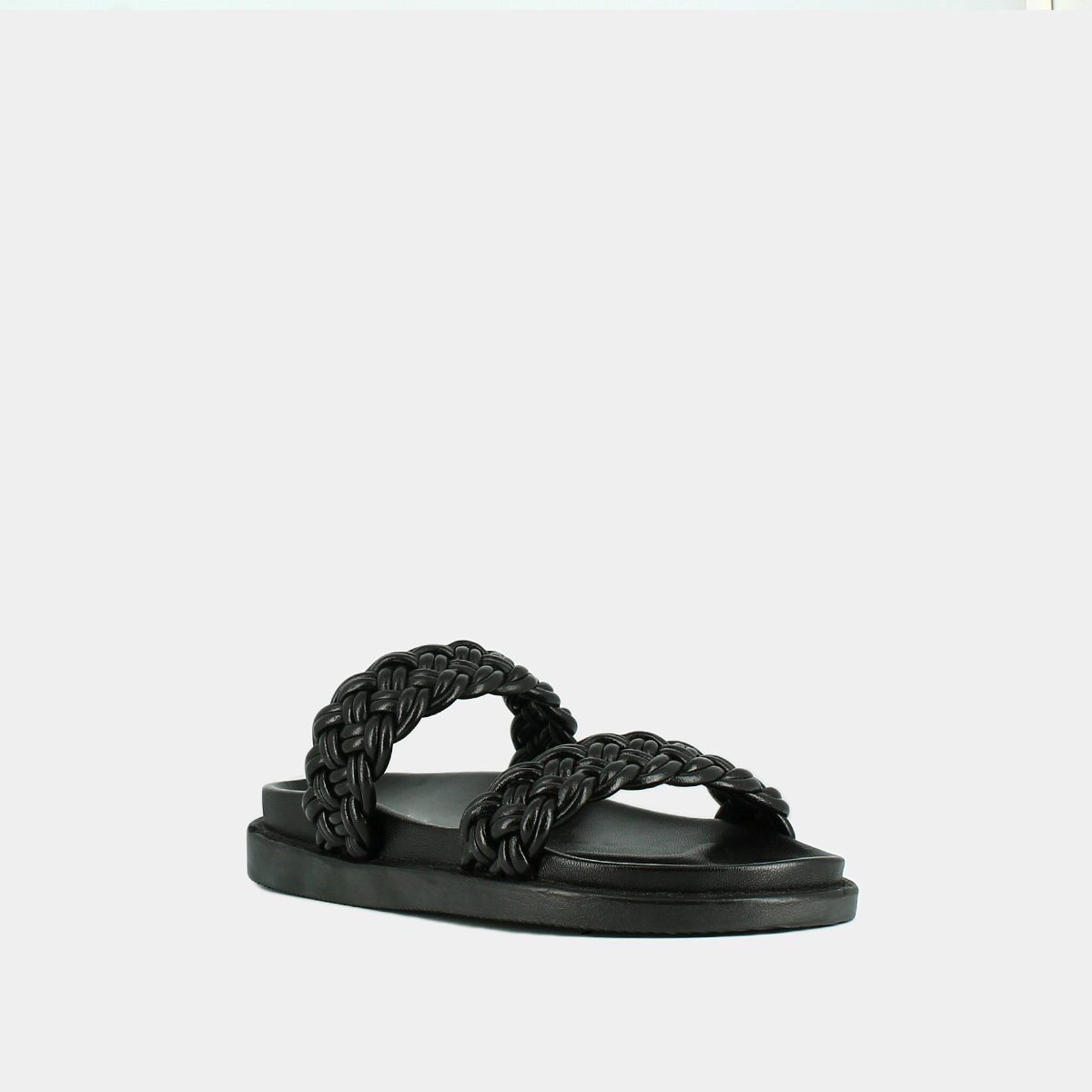 Mules à brides entrelacées en cuir noir | WALTER | Jonak